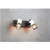 Trio Lighting TOSH BARRA 2 SPOTS CILINDRI GABBIA METALLO NERO OPACO E LEGNO L. 26CM ATTACCO E14