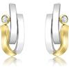 Carissima Orecchini a Tre Bande con Zirconi Cubici in Oro Giallo e Bianco 9 ct per Donna