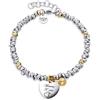 Dada Gioielli- Bracciale Donna Campanella e Cuore Frase Amore Mamme Bi-Lingua 17+3 cm (Argento + Oro)