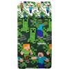 hermet Set Lenzuolo Letto Singolo, Completo Letto Singolo Minecraft, Lenzuolo Sopra, Lenzuolo Con Angoli, Federa, Verde, 100% Cotone, Prodotto Ufficiale