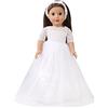 DUORUIMI CAMICALMI Vestiti per bambole Abito da sposa bianco con pizzo per American Girl Doll 45,7 cm con fascia