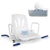Mobiclinic, Sedia girevole per vasca da bagno anziani, Lago, Braccioli, Schienale, Sedile, Rotazione di 360º, Anatomica, Marca europea, Resistente all'acqua, Disabili