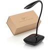 Auraglow Lampada da scrivania a LED a collo di cigno regolabile, ricaricabile, senza fili, flessibile, con controllo touch, dimmerabile, luce da lettura per casa, ufficio, lavoro e studio, colore