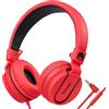 RockPapa 952 Cuffie per Bambini, Cuffie Filo con Microfono, Leggere e Pieghevoli, Cavo Jack 3.5 mm da 1.5 m, Cuffie On-Ear per Scuola/Smartphone/Tablet/Mp3 (Rosso)