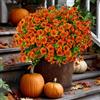 AXYLEX Fiori artificiali per esterni, 16 fasci di piante finte all'esterno del bosso verde, non sbiadisce, arbusti in plastica, decorazione autunnale, casa, giardino, Ringraziamento (rosso arancione