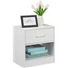 Relaxdays Comodino con Cassetto, Design Aperto HLP: 41,5 x 39 x 31 cm, Tavolino Basso per Salotto & Camera, Bianco, Fibra di Legno, 1 pz