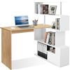 Mondeer Scrivania per Computer a Forma di L, Scrivania ad Angolo, Con Scaffale Girevole a 360 Gradi Per L'ufficio e lo Studio, 157 x 45 x 130.5 cm, Legno e Bianco