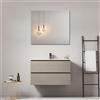 MedaHome Mobile bagno sospeso 100 cm Beige Lavabo in Ceramica Specchio Quadro - Fiji Wood