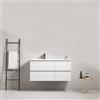 MedaHome Mobile bagno sospeso 100 cm Bianco Lavabo a Sinistra in Ceramica Senza Specchio - Fiji Paint