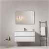 MedaHome Mobile bagno sospeso 100 cm Bianco Lavabo in Ceramica Specchio Quadro - Fiji Paint