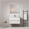 MedaHome Mobile bagno sospeso 100 cm Bianco Lavabo in Ceramica Specchio Quadro - Fiji Wood