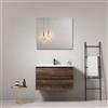 MedaHome Mobile bagno sospeso 100 cm Bruno Scuro Lavabo in Ceramica Specchio Quadro - Fiji Wood