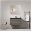 MedaHome Mobile bagno sospeso 100 cm Grey Lavabo in Ceramica Specchio Quadro - Fiji Wood
