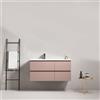 MedaHome Mobile bagno sospeso 100 cm Rosa Retro Lavabo a Sinistra in Ceramica Senza Specchio - Fiji Paint