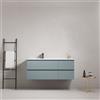 MedaHome Mobile bagno sospeso 120 cm Blu Avio Lavabo a Sinistra in Ceramica Senza Specchio - Fiji Paint