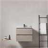 MedaHome Mobile bagno sospeso 60 cm Beige Lavabo in Ceramica Senza Specchio - Fiji Wood