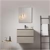 MedaHome Mobile bagno sospeso 60 cm Beige Lavabo in Ceramica Specchio Quadro - Fiji Wood