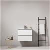 MedaHome Mobile bagno sospeso 60 cm Bianco Lavabo in Ceramica Senza Specchio - Fiji Wood