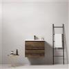 MedaHome Mobile bagno sospeso 60 cm Bruno Scuro Lavabo in Ceramica Senza Specchio - Fiji Wood