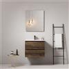 MedaHome Mobile bagno sospeso 60 cm Bruno Scuro Lavabo in Ceramica Specchio Quadro - Fiji Wood