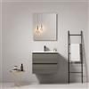 MedaHome Mobile bagno sospeso 60 cm Grey Lavabo in Ceramica Specchio Quadro - Fiji Wood
