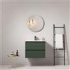 MedaHome Mobile bagno sospeso 60 cm Verde Comodoro Lavabo in Ceramica Specchio Tondo - Fiji Paint