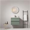 MedaHome Mobile bagno sospeso 60 cm Verde Salvia Lavabo in Ceramica Specchio Tondo - Fiji Paint