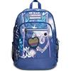 Seven Zaino Scuola Seven Advanced - Rock on Girl Ragazza - Azzurro - Doppio scomparto con LED - Tasca porta borraccia