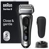 Braun Series 8, Rasoio Elettrico Barba Rifinitore di precisione, Custodia da Viaggio in tessuto, Batteria Litio Ion, 100% Impermeabile Idea Regalo, 8517s Argento