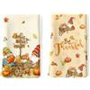 Arquiel Set di 2 Strofinacci Autunno Gnomo - Cotone 100% Assorbente Canovacci Decorazione Regali di Vacanza per Cucina 48 cm x 70 cm