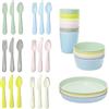 Ikea Kalas - Set di 6 ciotole e piatti per bambini, multicolore pastello