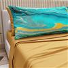 PETTI Artigiani Italiani - Lenzuola in Cotone con Federe in Stampa Digitale, Per Letto Una Piazza e Mezza, Completo Lenzuolo Sopra e Sotto con Angoli, Giallo Ocra, 100% Made in Italy