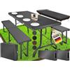KESSER® Set tenda da birra - Set da 3 pezzi, Tavolo + 2 x Panca, per Interni - Esterni, AxLxP - 73x180x75 cm, Plastica, Set da Giardino in simil Rattan, Pieghevole, Liscio/Nero
