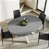 DEGHI Tavolo rotondo allungabile 120-160x120 cm top grigio cemento con gambe in metallo bianco - Barker