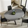 DEGHI Tavolo rotondo allungabile 120-160x120 cm top grigio cemento con gambe in metallo nero - Barker