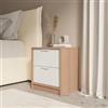 DEGHI Comodino 45x49h cm legno bianco e rovere con 2 cassetti - Aubin