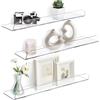 wooshwa Mensole Mensola Bagno Porta Vinili CD da Parete 3 Pezzi 40cm, 4 mm di spessore in Acrilico Dischi Vinile per Bagno, Cucina, Camera da Letto, Soggiorno, Ufficio - Trasparente