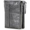 Contacts Portafoglio da uomo in vera pelle bifold portafoglio doppia cerniera, grigio., Rétro