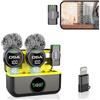 OSA Microfono Lavalier Wireless per iPhone/Android/iOS/PC/Laptop, Mini Microfono Vlog con Display Digitale, Custodia di Ricarica,Cancellazione del Rumore,microfono a clip Plug Play, 2TX+2RX
