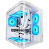 Mars Gaming MC-CURV, Case Gaming ATX, Triplo Vetro Temperato Curvo Continuo Frontale e Laterale, Struttura a Doppia Camera, Semitorre PC Compatta con Grande Capacità Interna, USB-C e USB 3.0, Bianco