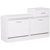 Homcom Scarpiera Salcaspzio da Ingresso 3 Scomparti con Panca Sedile Comodo Seduta con Cuscino Imbottito Bianco
