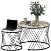 HOMCOM Set di 2 tavolini nidificati rotondi Ø 70/44,5 cm con piano effetto marmo e piedi in metallo, grigio e bianco | Aosom Italy