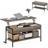 HOMCOM Tavolino con piano sollevabile, tavolino da salotto con vano nascosto e ripiano aperto, 95x40x59cm, grigio | Aosom Italy