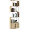 HOMCOM Libreria a 5 livelli, mobile di archiviazione con scaffali e armadio doppia porta, 60 x 23,8 x 179,2 cm, legno naturale | Aosom Italy