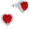 Dada Gioielli - Orecchini Argento 925 Cuore 11mm Punto Luce Con Zirconi Brillanti (Rosso Rubino)