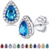 Bestyle Orecchini a Lobo Argento 925 Pietre Portafortuna Decembre Turchese Orecchini Forma Goccia, Stud Orecchini Donna, Confezione Regalo