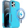 MOBESV Cover Magnetica per iPhone 12 PRO Max 6,7 Pollici, Custodia Compatibile con MagSafe, Cover Antiscivolo Opaca e Satinata, Celeste