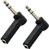 Anrbb 2 adattatori audio a 90 gradi da 6,35 mm TS Mono maschio a femmina da 6,35 mm, connettore jack ad angolo retto 6,3, jack a jack 6,3, audio 1/4 pollici TS Mono maschio per chitarra, altoparlante, mixer