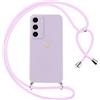 Oelrstfe Cover per Samsung Galaxy S23 Plus 5G con Cordino,Custodia Silicone Morbido Sottile con Motivo Cuore e Collana Laccio Tracolla,Antiurto Antigraffio Corda Collo Regolabile Protettiva Case,Viola