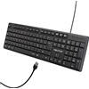 N NEWTOP Tastiera TP01 Nera Cablata USB Keyboard Layout Italiano con Filo Qwerty 105 Tasti Morbidi Resistente ai Liquidi Wired Cavo 1.2 metri per Windows Mac PC Desktop Computer Notebook